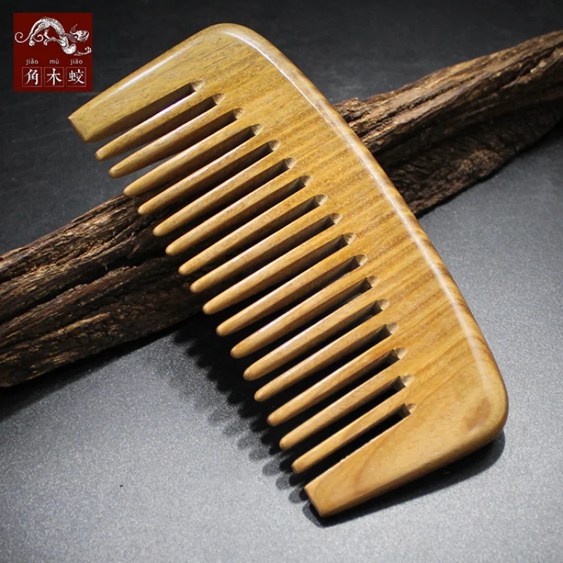 

Green Sandalwood Comb, Solid Wood Large-Tooth Comb, Massage and Health Care Hair Care Comb