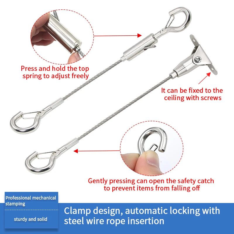 Picture 5: 2mm stainless steel safety rope, 304 stainless steel hanging rope for gallery display, used to hang picture frames