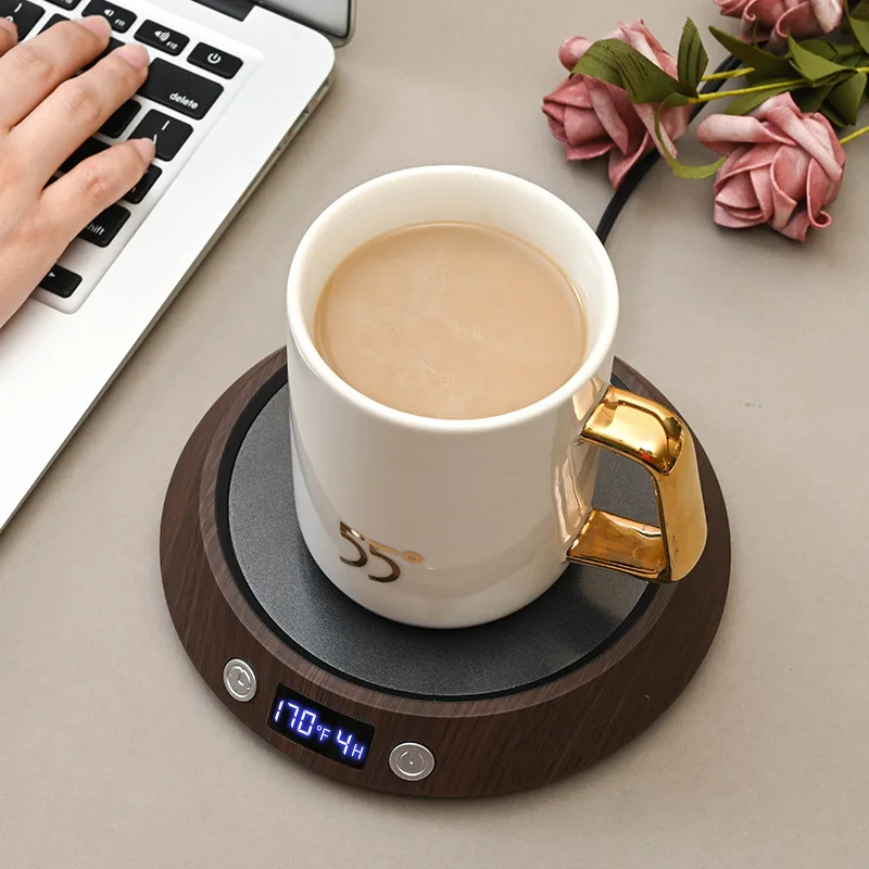 110V/220V Coffee Mug Warmer Timing Cup Heater Hot Tea Maker Heating Pad Warmer Coaster LED Lights Beverage Tea Milk Warmer 50W