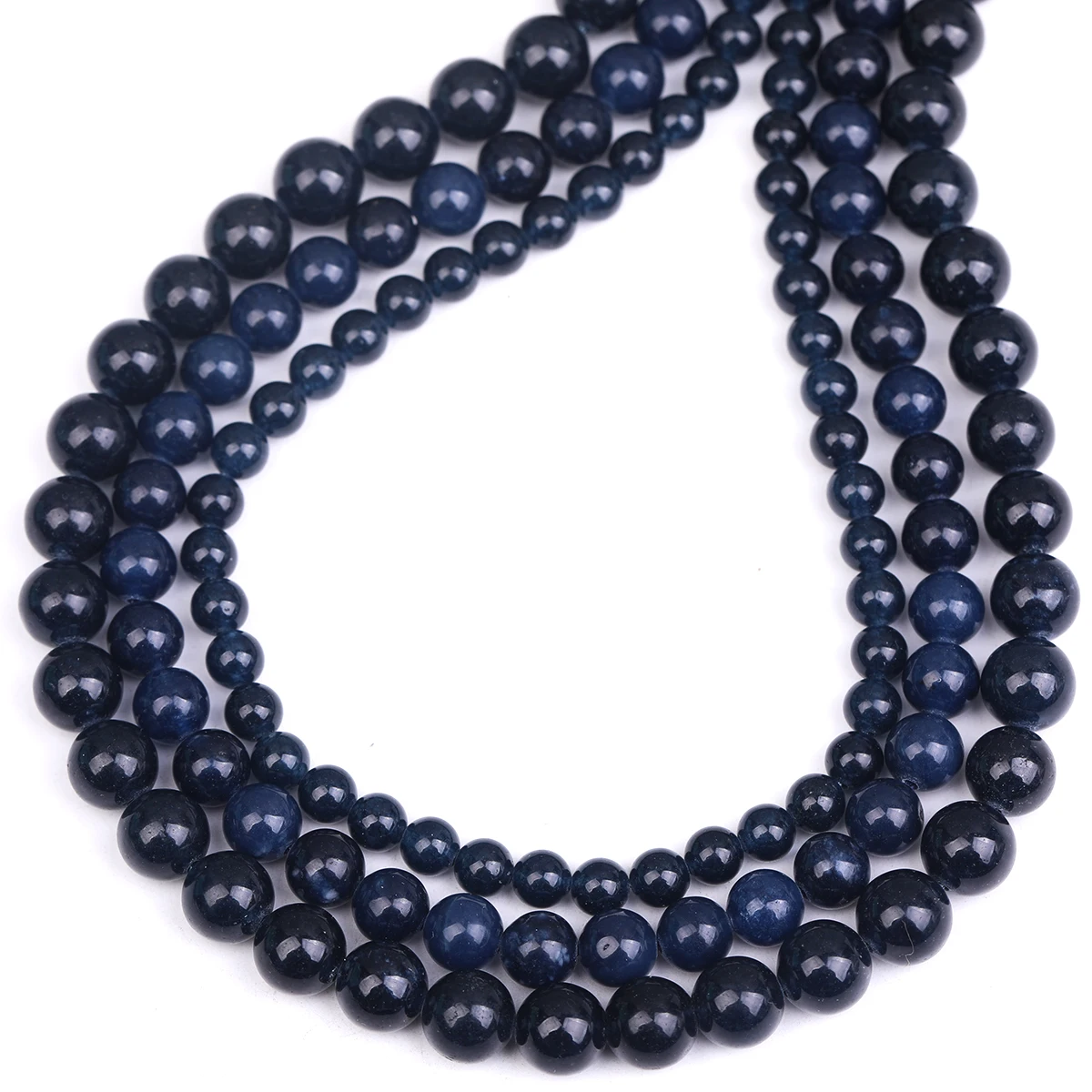 4 6 8mm Natursteinperlen in Saphirfarbe, blaue runde lose Perlen für Schmuckherstellung, DIY-Charms, Armbänder, 15'' – Detail 6