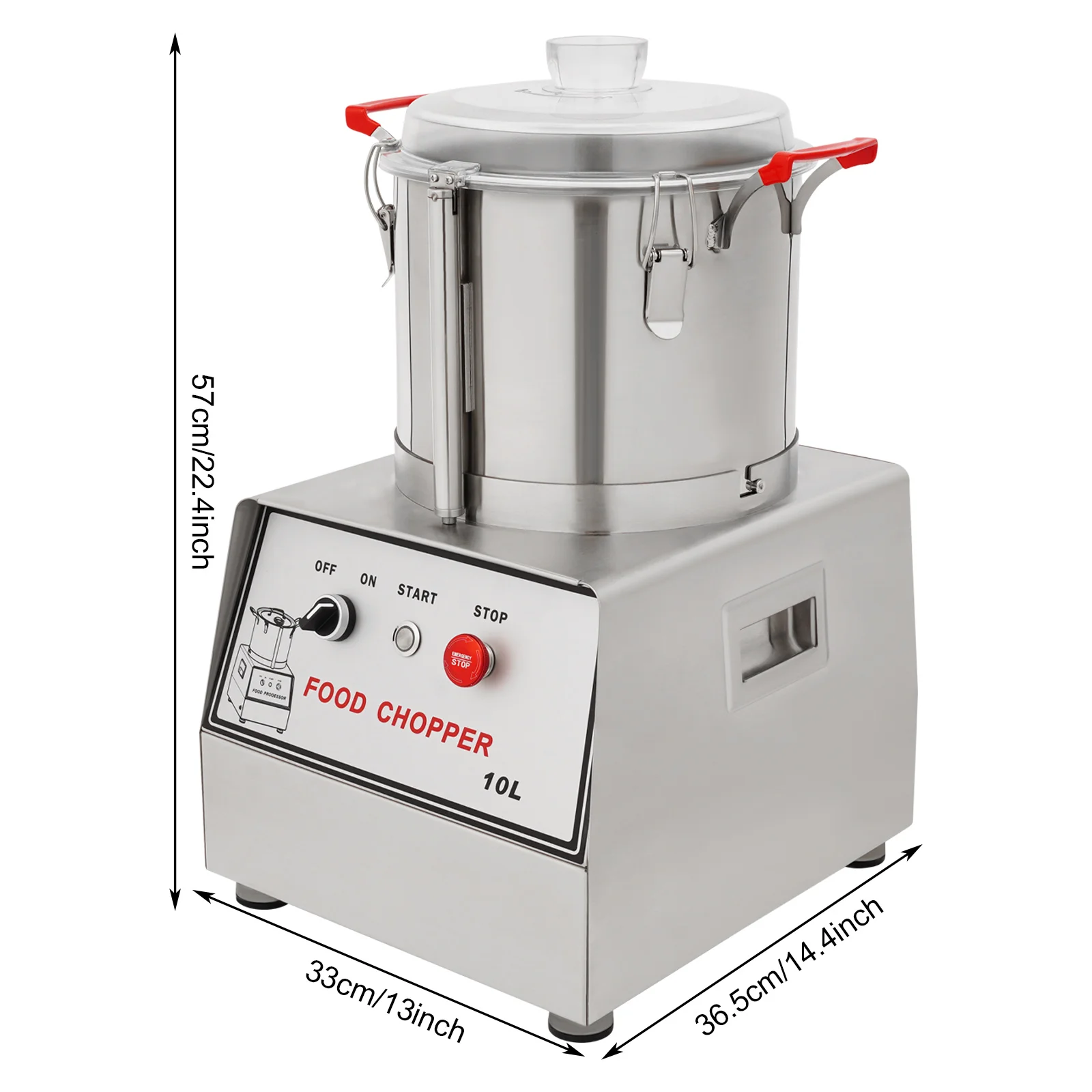 

1100W Commercial Stainless Steel Food Processor 110V Electric Food Chopping Machine 10L/2.64Gal Bucket