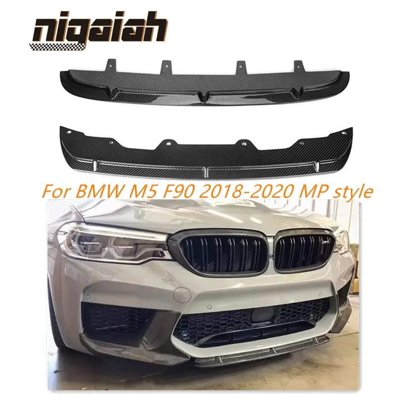 MP Style Dry Carbon Fiber Front Bumper Lip Spoiler For BMW 5 Series F90 M5 2018 2019 2020 Front Lip