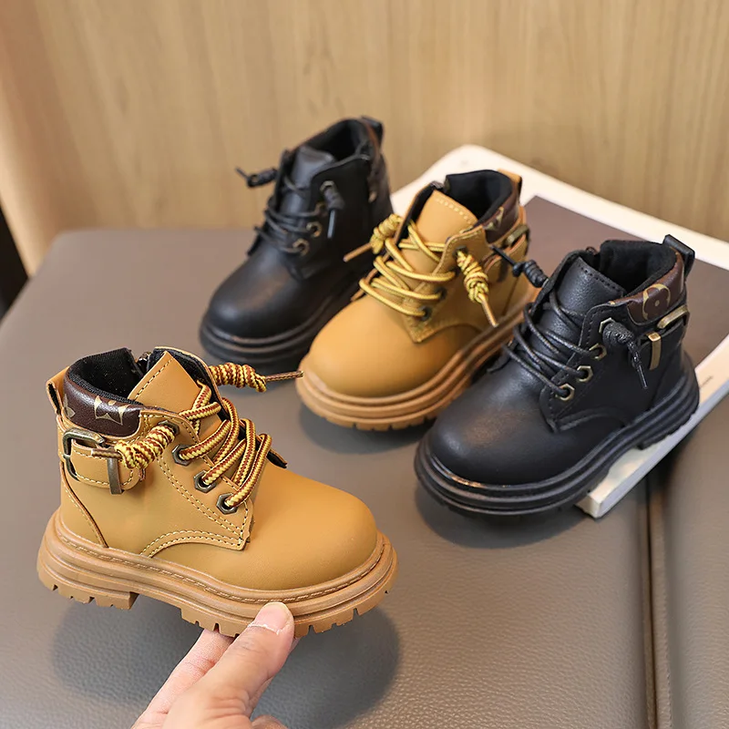 

Kids Vintage Boots New 2023 Autumn Children's Fashion Non-slip Soft Rubber Outsole Ankle Boots Boys Girls Toddler Casual Shoes