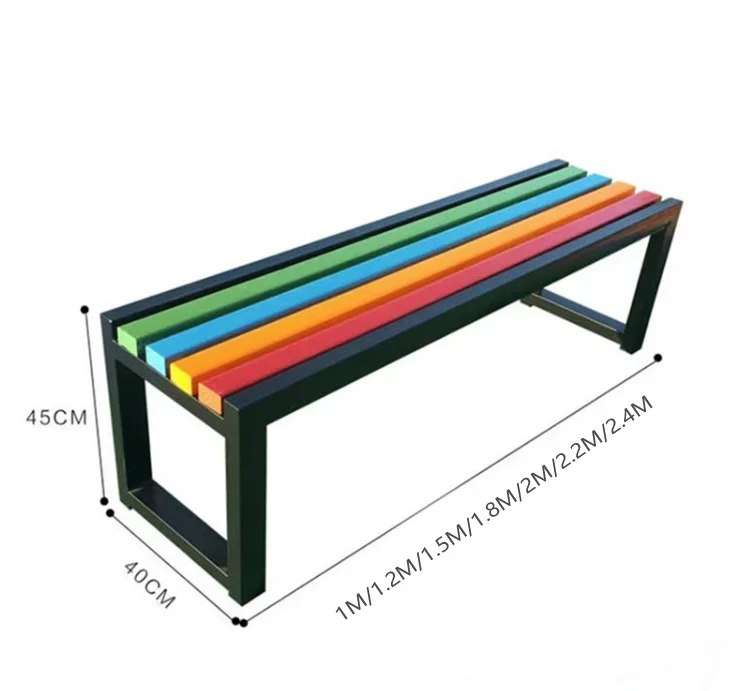 Modern style long metal solid wood composite park garden courtyard outdoor garden bench