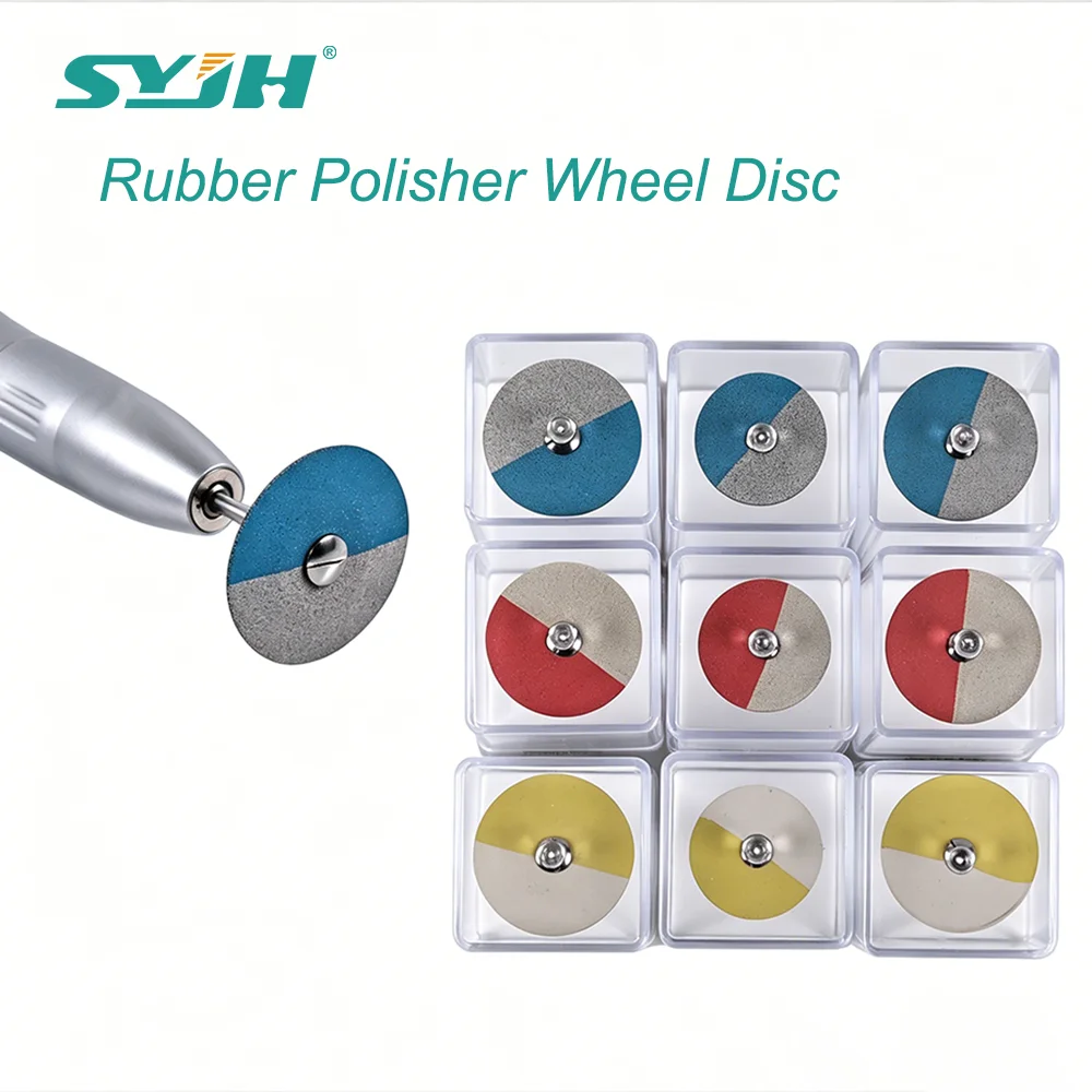 SYJH Dental HP 2.35MM Twin-Color Ceramic Diamond Grinder Diamond Rubber Polisher Wheels Disc Dentistry Zirconium Polisher Tools