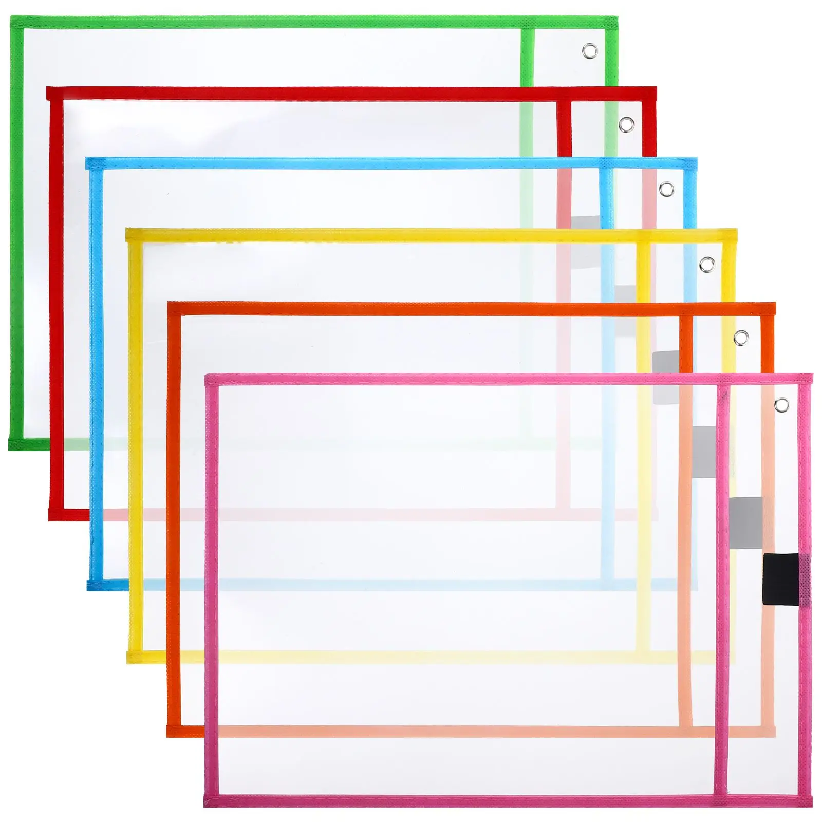 

6pcs Clear Sheet Protectors Dry Erase Folder Bags for Binder File Office School Documents Organised