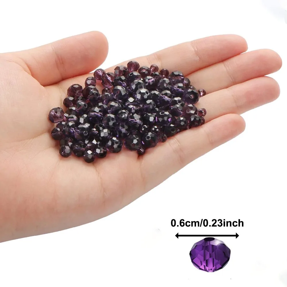 20/50/100 قطعة أرجواني 4*6 مللي متر خرز زجاجي كريستالي محفور مع خرز دائري تباعد فضفاض ، يستخدم لصنع المجوهرات في الهالوين