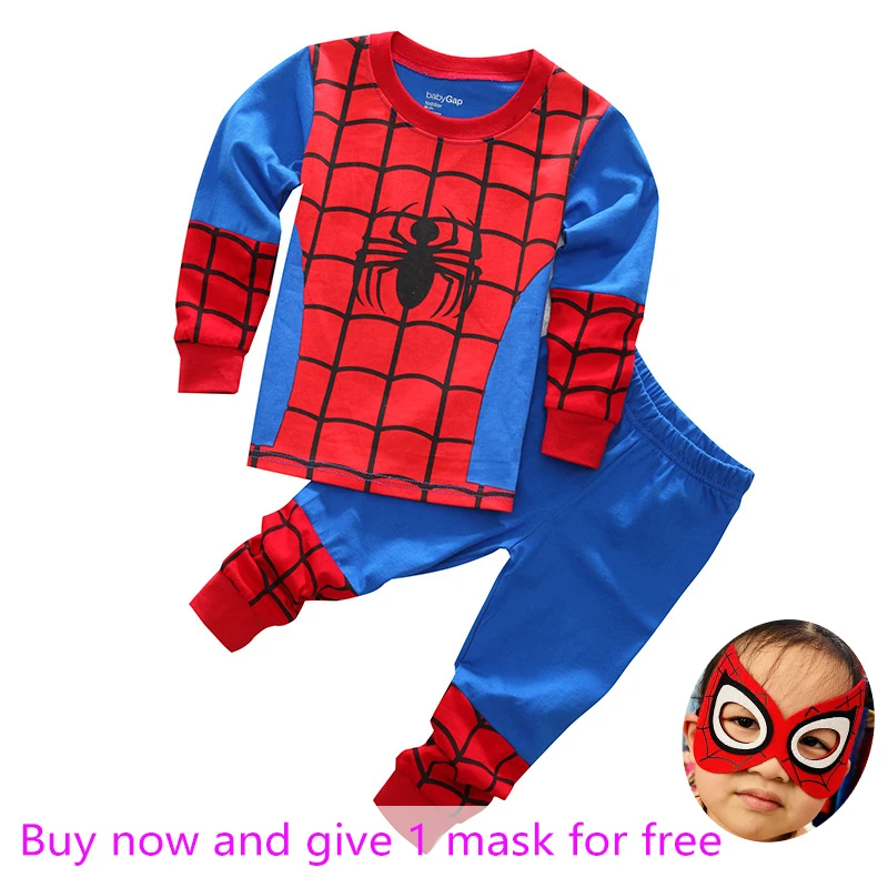 2023 ربيع الخريف للأطفال مجموعة الاطفال النائمون بنين بنات سوبر بطل الكرتون طويلة الأكمام بيجامة ملابس خاصة 2-7T شحن مجاني