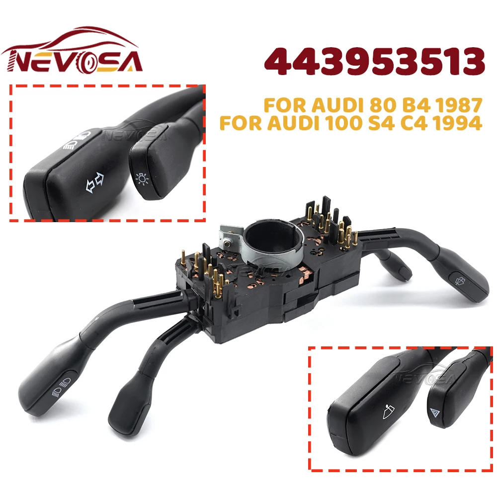 

Wiper Switch For Audi 80 B4 1987 100 S4 C4 1994 Indicator Lever Steering Column Headlights Fog Light Lever Switch 443953513