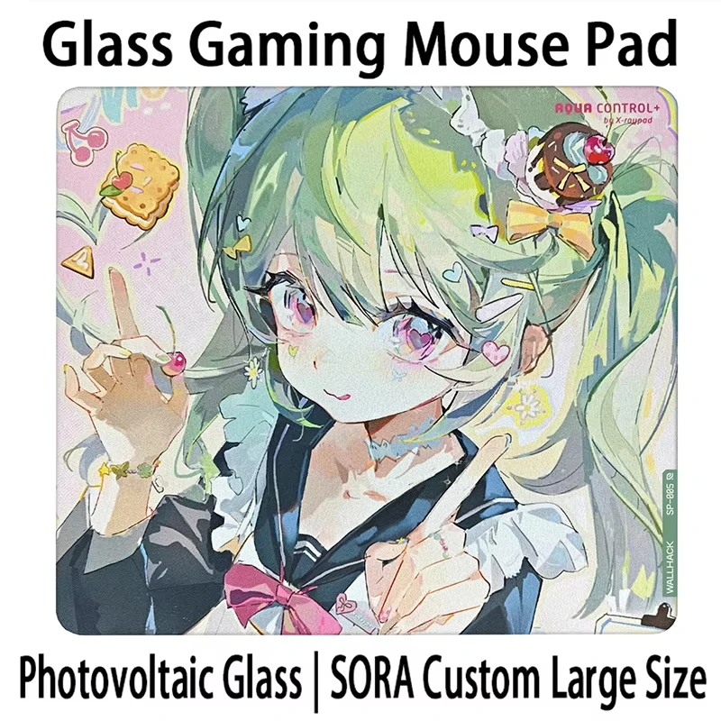 W-Wallhack SP-005 Glass Mousepad Japanese Y2k Uniform Girls Esports Games FPS Super Large 450X400MM Desktop Glass Pad Customized