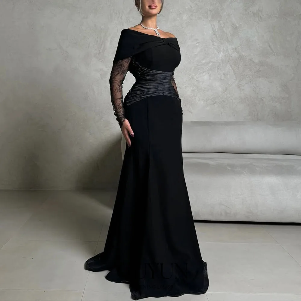 فساتين سهرة برقبة قارب من CUYUN وأكمام دانتيل شبه حورية البحر فساتين مناسبات رسمية مخصصة للحفلات الراقصة في دبي السعودية