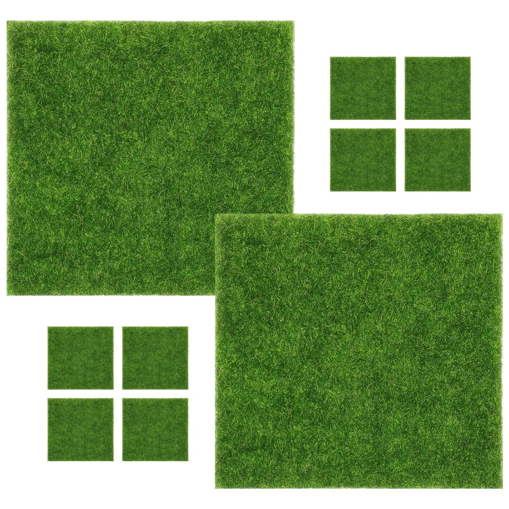 

10pcs Simulated Moss Decoration Artificial Grass Carpet Pad Turf 15cmx15cm Fake Green Moss PVC Patch Home Garden Scene Layout