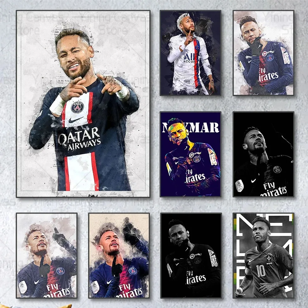 Football Star Poster Neymar Poster Wall Art Canvas Print Figure Painting for Living Room Home Decoration