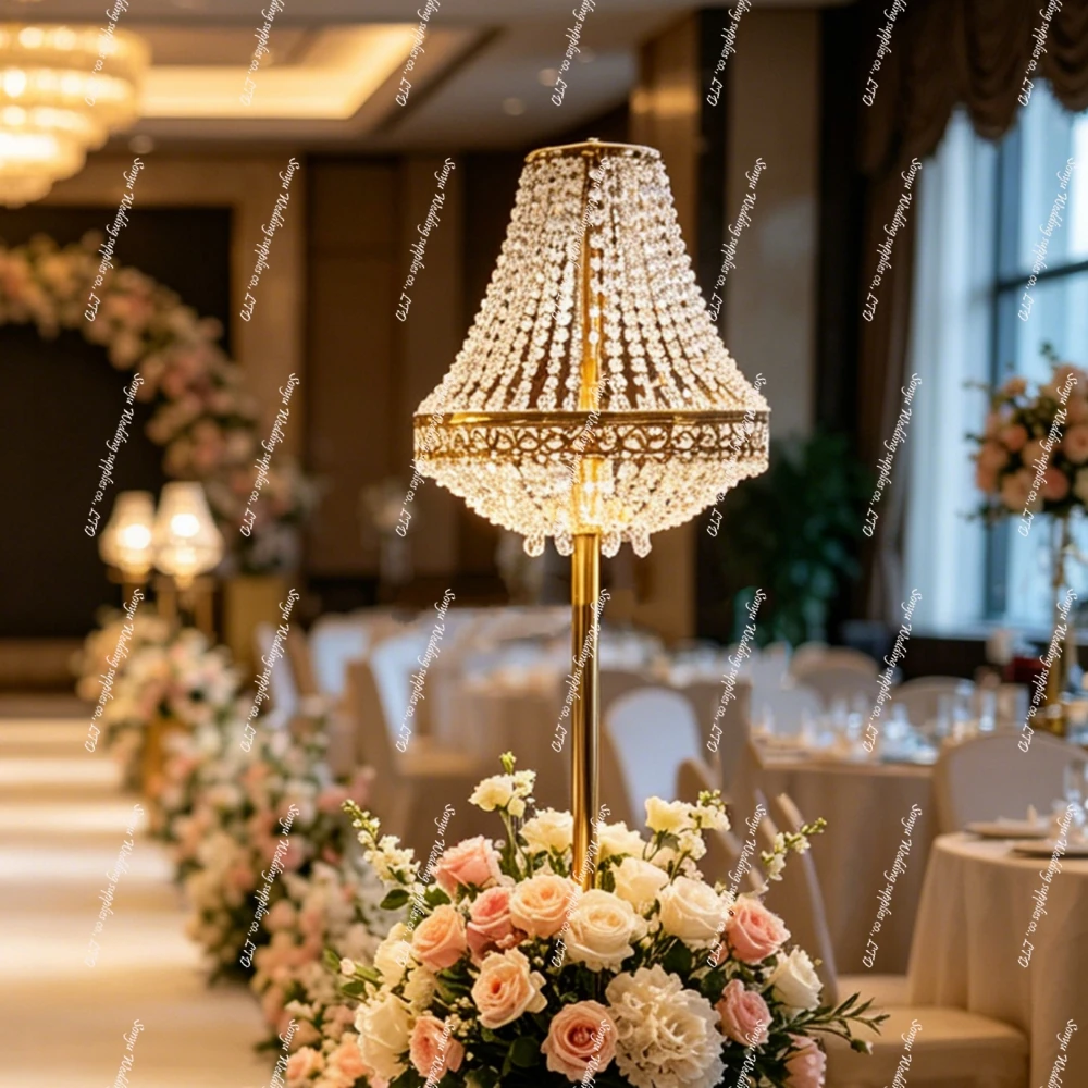 5/10pcs Customized  Led Light sliver gold Arch Aisle Tunnel Wedding Arch Frame Backdrop acrylic walkway pillar stand