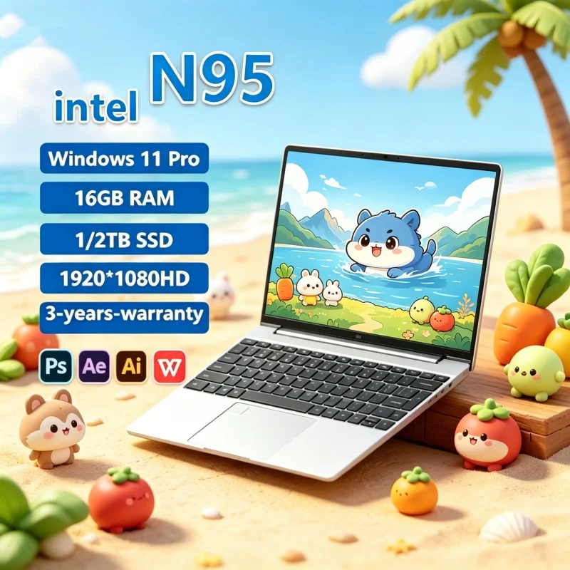 

Hallowed 2026 Dominant Rudimental 15.6" Laptop N95 FHD IPS Display 120Hz Luminous Compact Screen SSD Polished Glimmer Keyboard