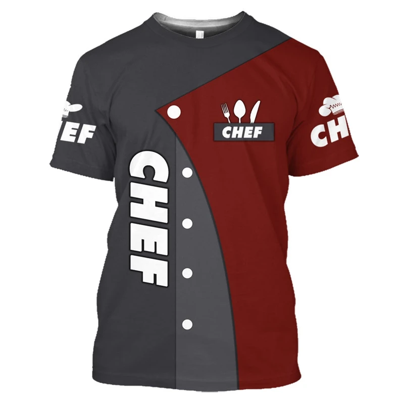 Funny Chef Uniform Men Leisure 3D Kitchenware Print T Shirt For O-neck Short Sleeve Tops Designer Clothing Oversized Tees Tshirt