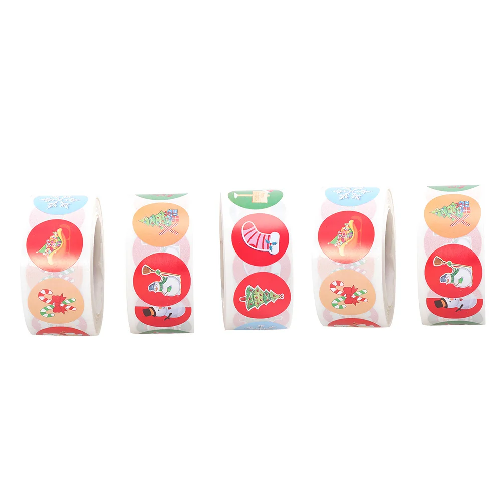 

5 Rolls Sticker Christmas Stickers Santa Claus Sealing Kraft Paper Xmas Sticky Label