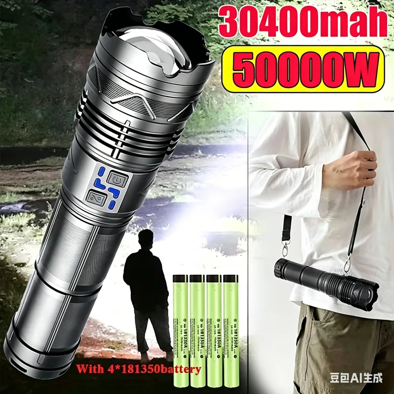 

Most Powerful GT60 LED Flashlight Long-range Lighting Long Endurance Powerful Torch Type-C Charging Tactical Camping Lantern