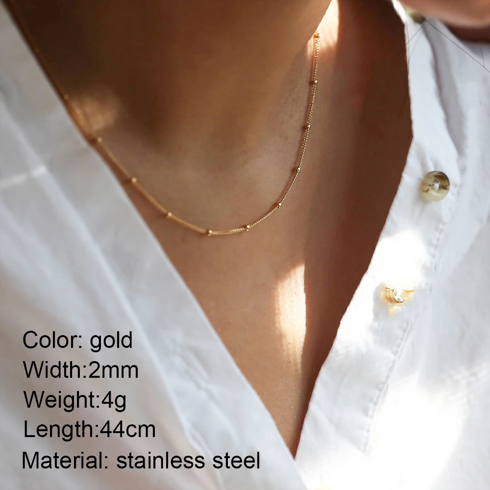 Golden Color Necklace for Women Choker 316L Stainless Steel Chain Simple Clavicle Multilayer mashup necklace Jewelry Wholesale