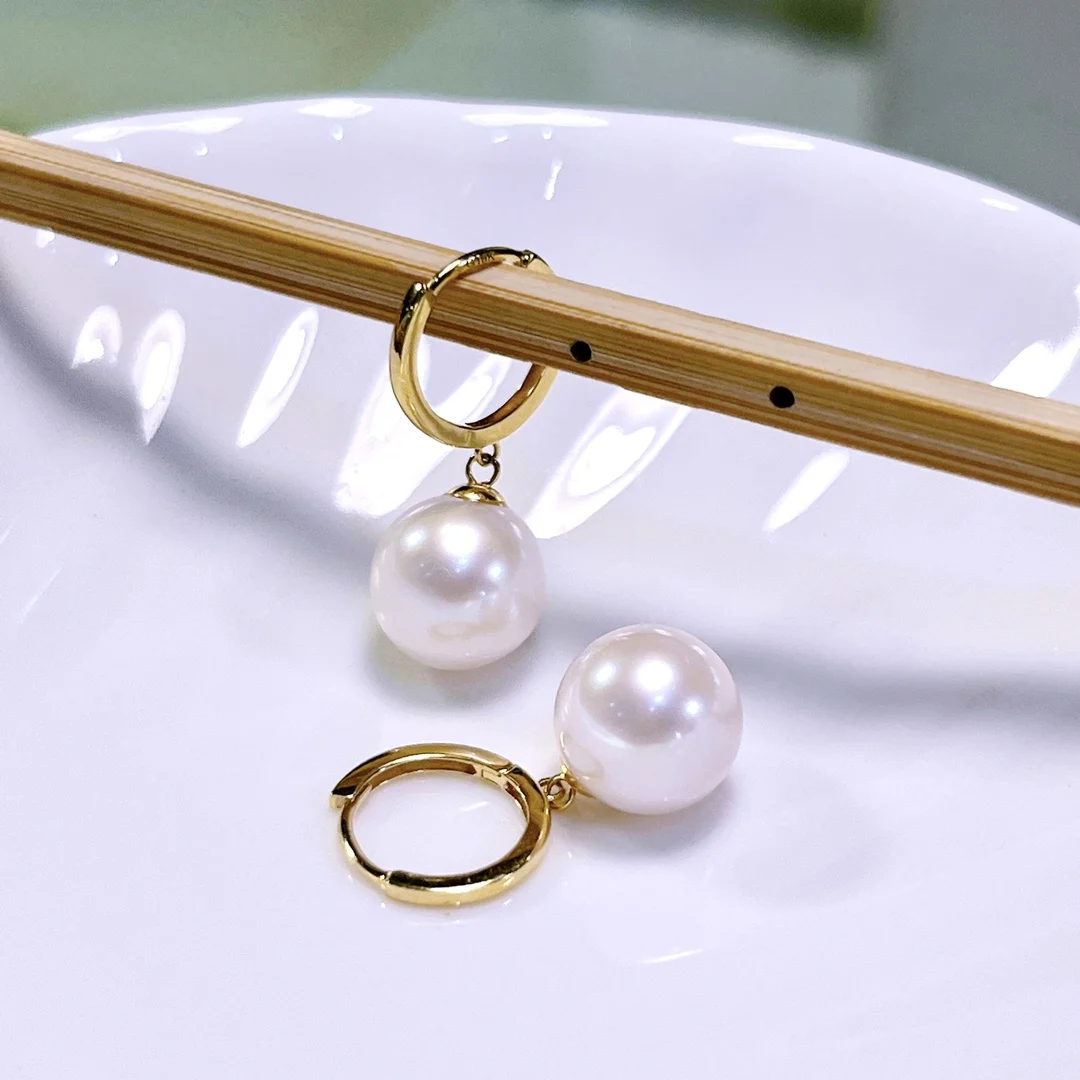 shilovem 18k yellow gold  Natural freshwater pearls Drop Earrings fine Jewelry women trendy anniversary new gift yz090966zz