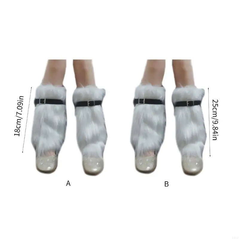 Costume fête en fourrure pour femmes, fausse fourrure à boucle Sexy, bottes longues floues, couvre-poignets, 195E