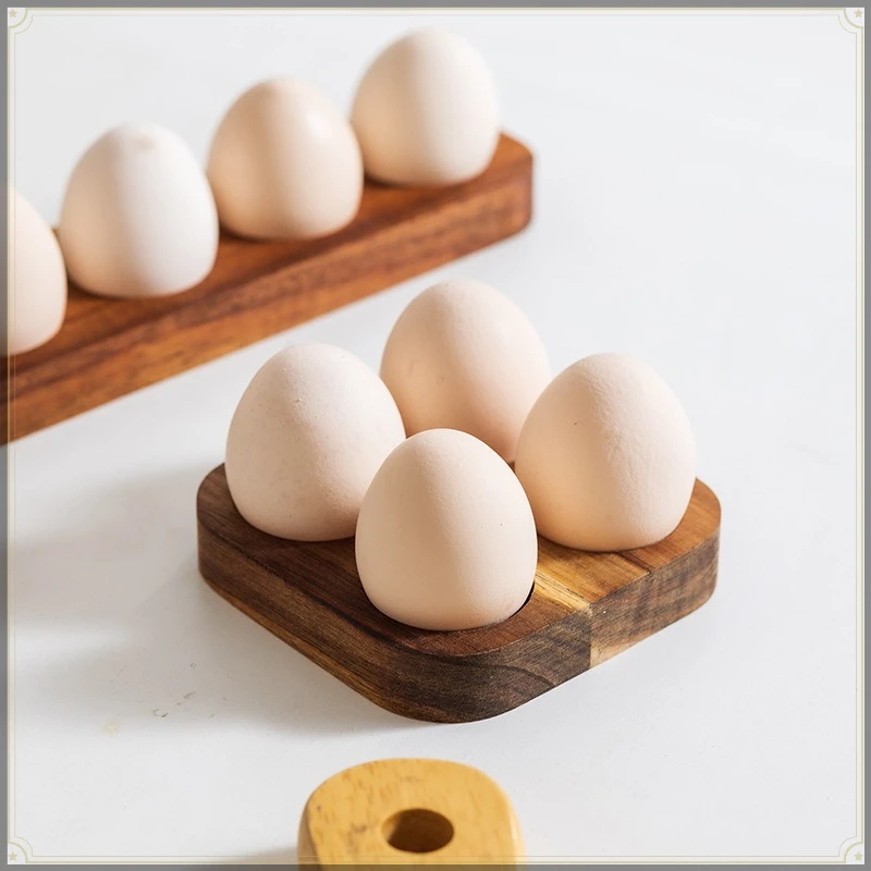Wooden Creative Egg Storage Tray Durable Large Capacity Easy To Clean Household Kitchen Egg Fresh Keeping Organizer Container