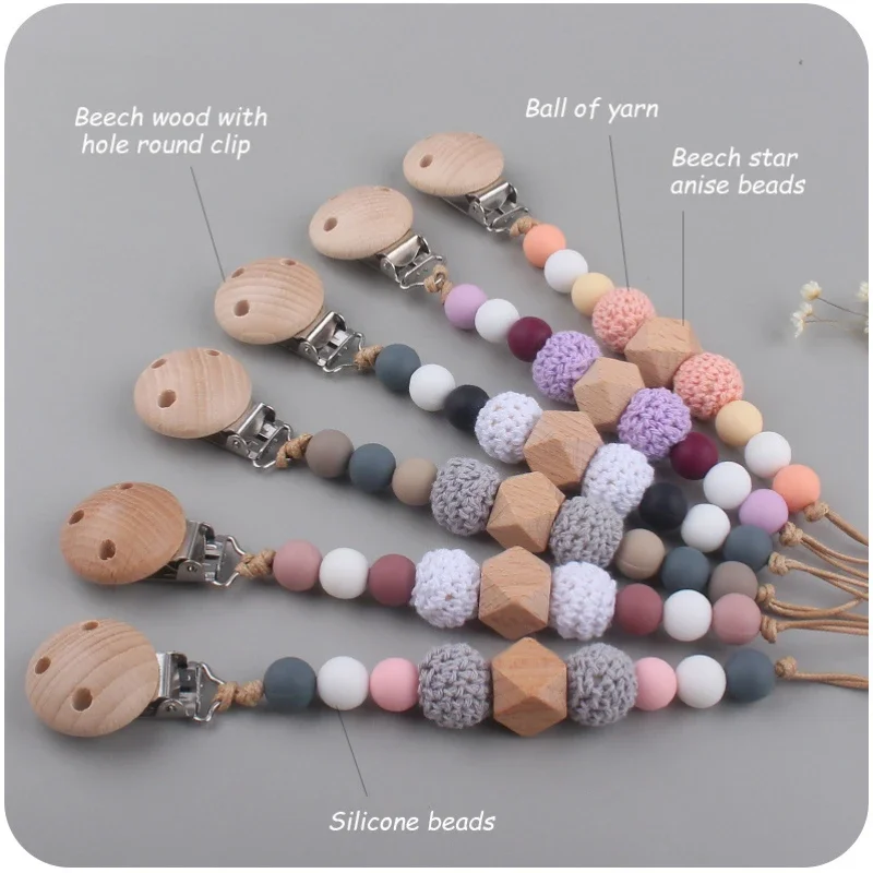 Baby Schnuller Clips Babys Silikon Beißring Dummy Brustwarzen Halter Clip Kette Neugeborene Beiß spielzeug Säuglings ernährung Zubehör