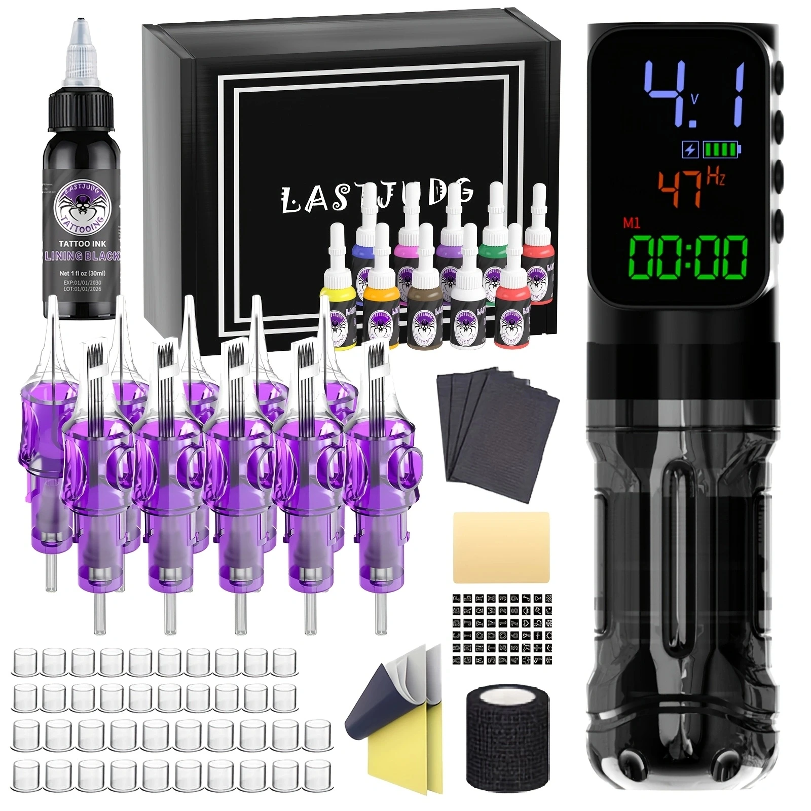 LASTJUDG Tattoo Kit Plastic Tattoo Pen Kit for Permanent Makeup Tattoo Machine Kit Wireless Tattoo Power Supply Tattoo Pen Kit