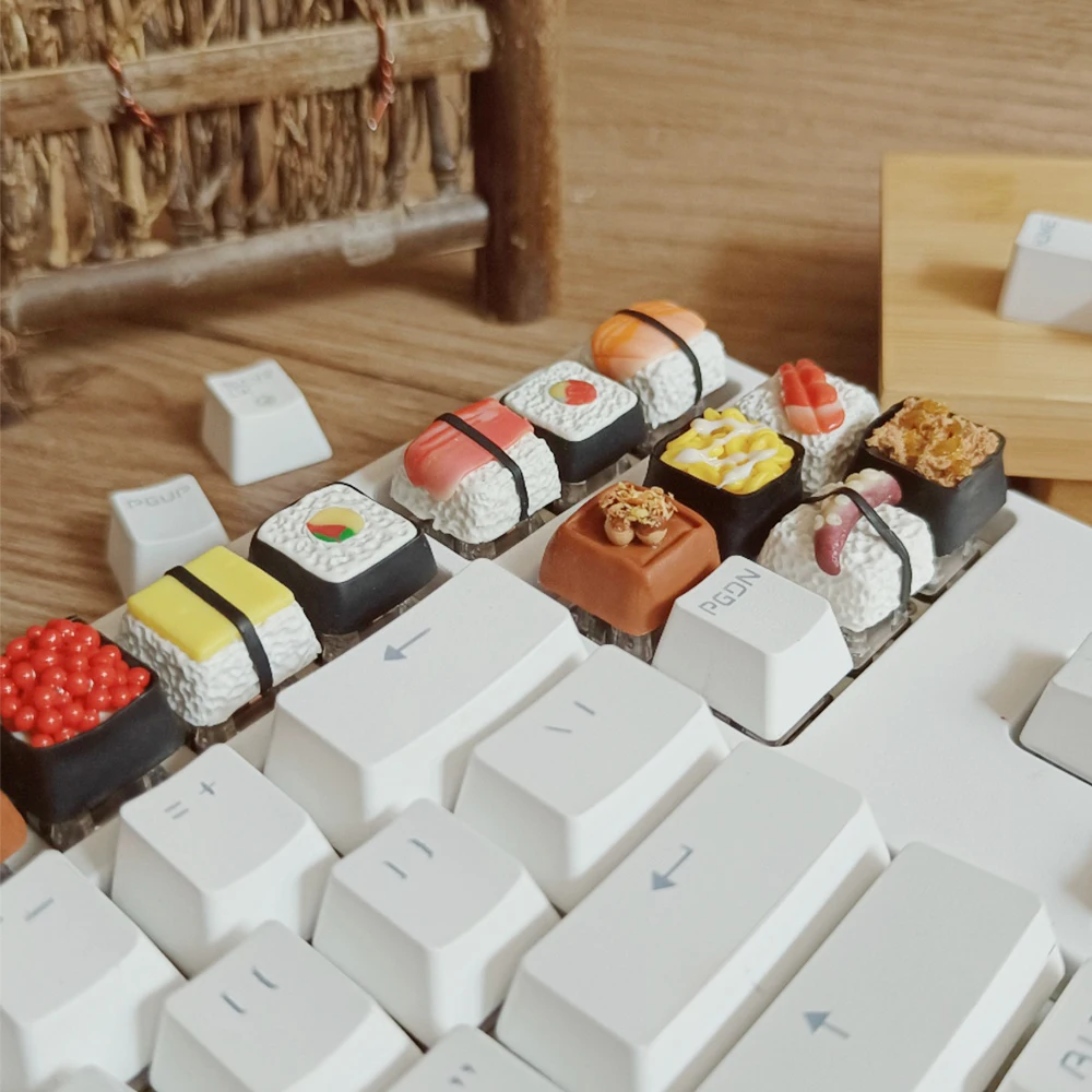 

Sushi Resin Keycaps Handmade Delicious Food Keycap For Cross Switch Mechanical Gaming Keyboard Personalized ESC F Function Caps