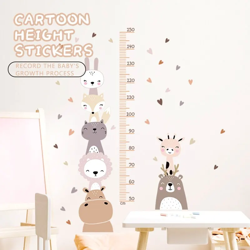 1Pcs Cute Cartoon Kids Height Measuring Ruler, Baby Room Stickers, Beautiful and Not Hurt the Wall