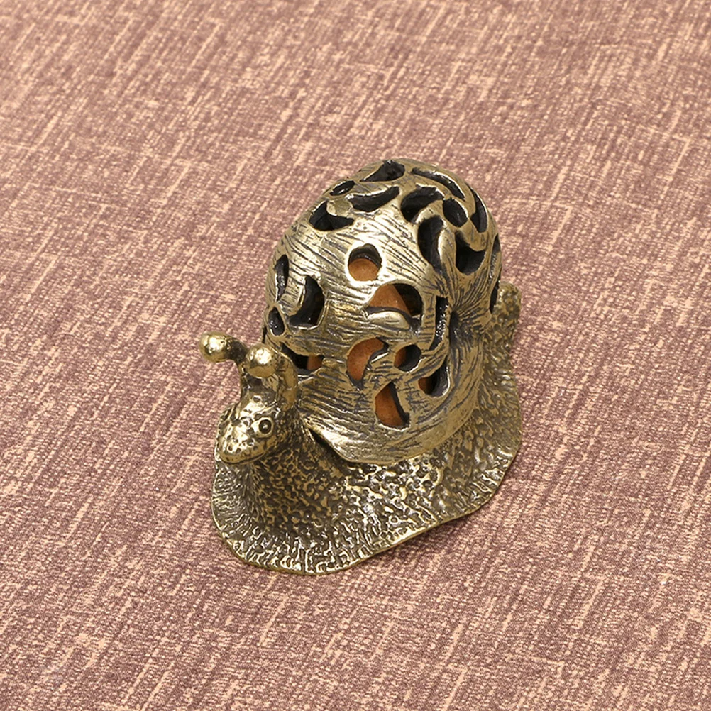 Vintage Chinese Style Snail Shape Brass Incense Burner Decorative Censer Home Office Aromatherapy Tabletop Metal Holder