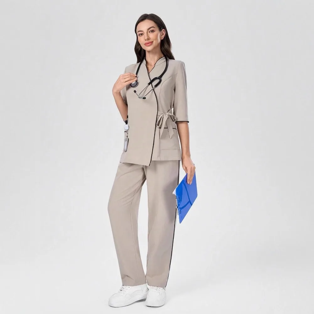 Gelanfu Nurse Uniforms Women's Scrubs Set Slim Fit Top Soft Comfortable Surgical Gown Nursing Beauty Salon Spa Workwear New