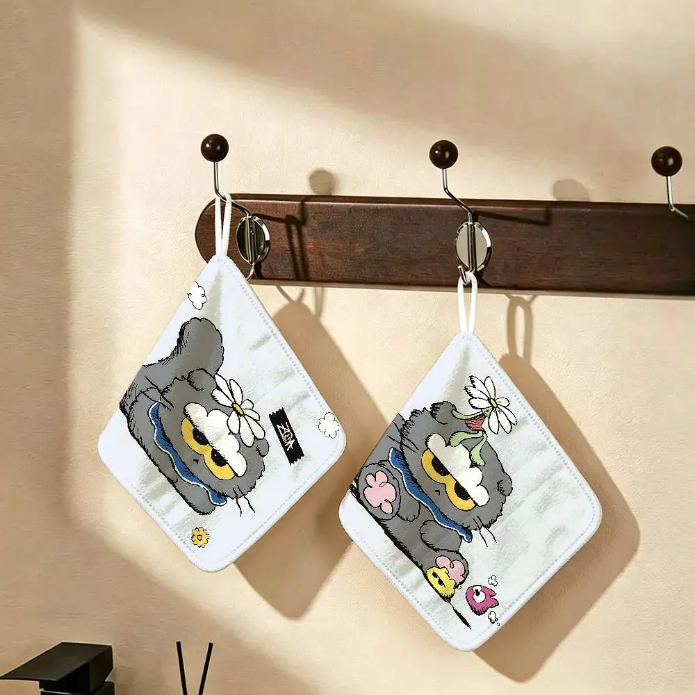 Z-ZOAS Character IP Thickened Polyester Cotton Hanging Towel, High Absorbent Hand Wiping Towel for Indoor Use