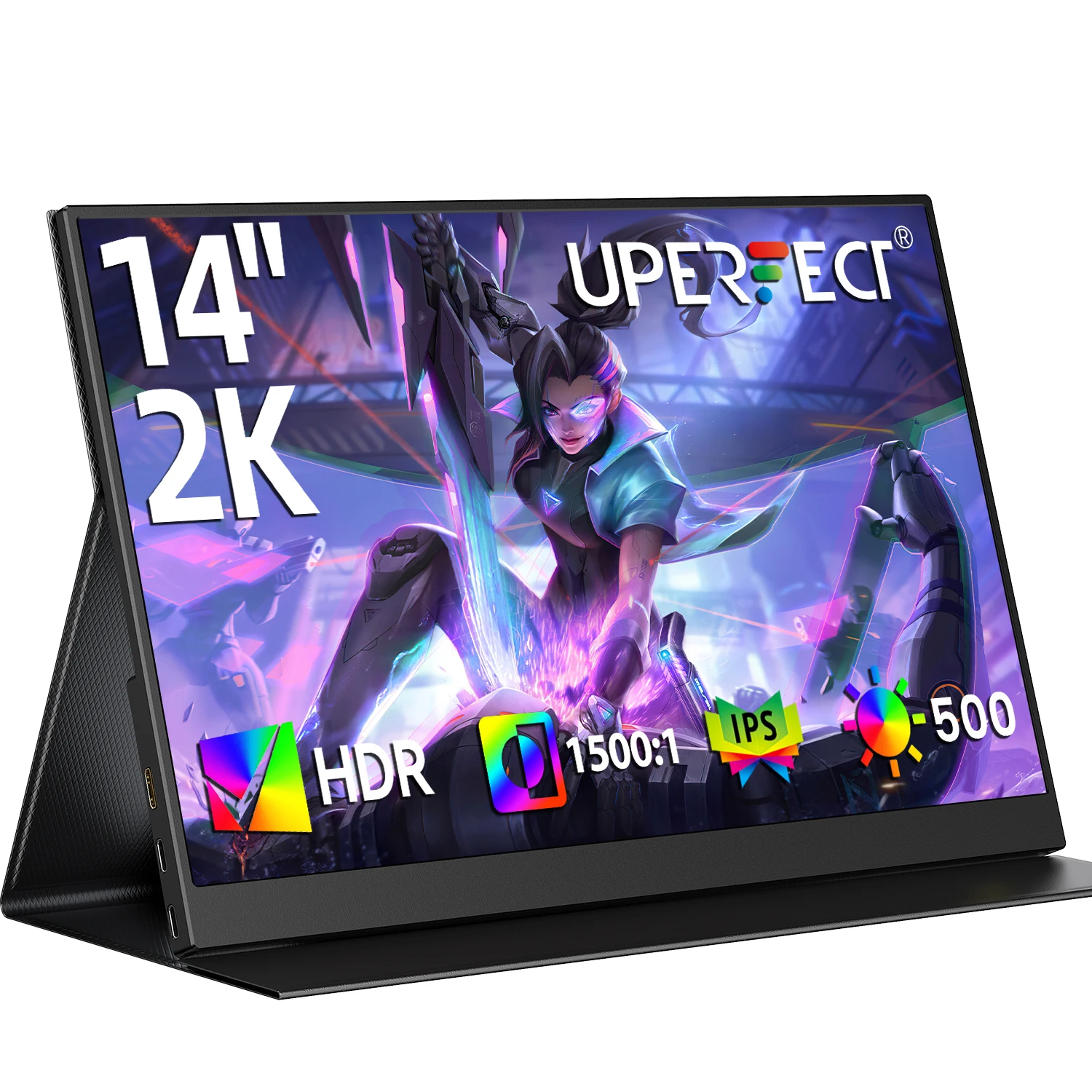

Портативный монитор UPERFECT 14 дюймов, 2K, ультратонкий игровой экран для ноутбука, внешний дисплей QHD для ПК с двумя динамиками