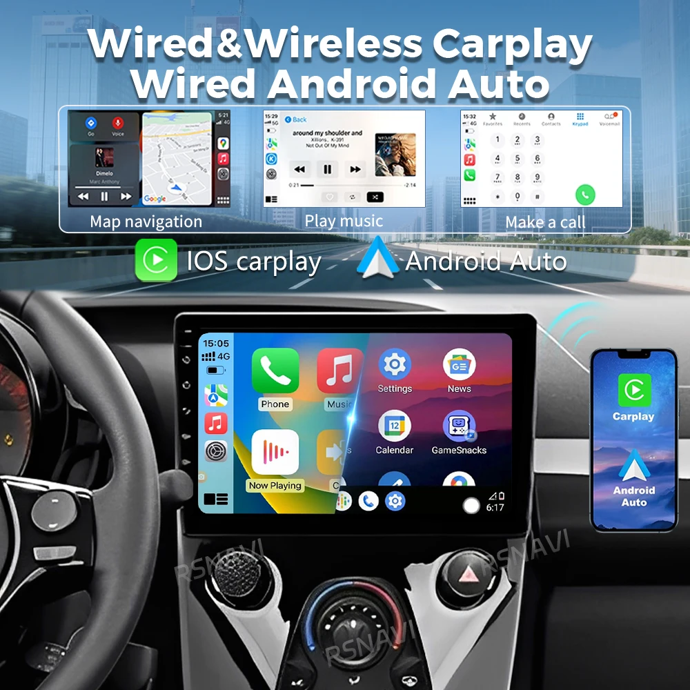 Android 16 For Peugeot 108 Toyota Aygo B40 2014 - 2021 2K QLED Stereo Car Radio Multimedia Video Player GPS 4G CarPlay view 4