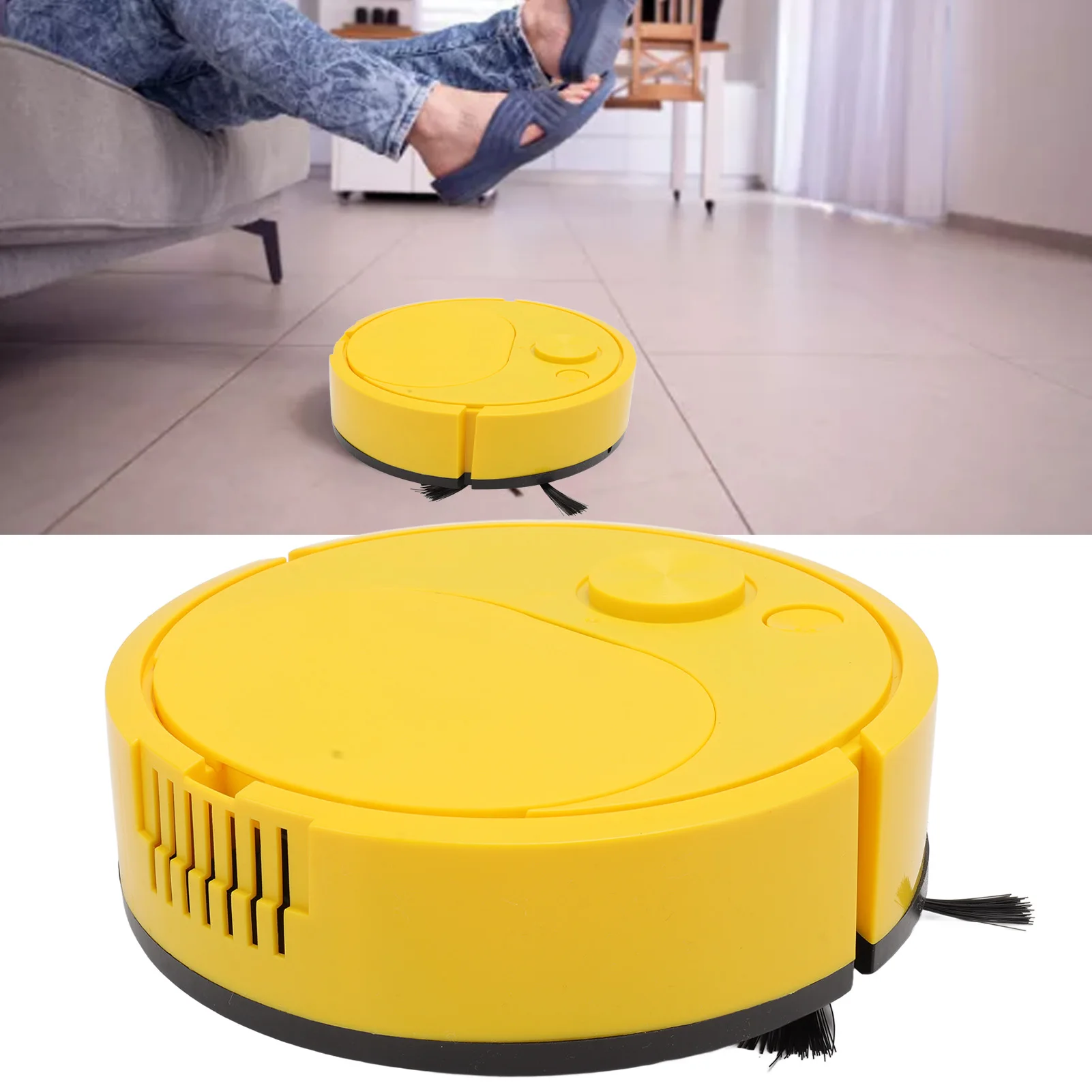 ZK20 Robot Vacuum Cleaner Multifunctional USB Charging Mini Smart Sweeping Robot for Wooden Flooring Tile Carpet Yellow