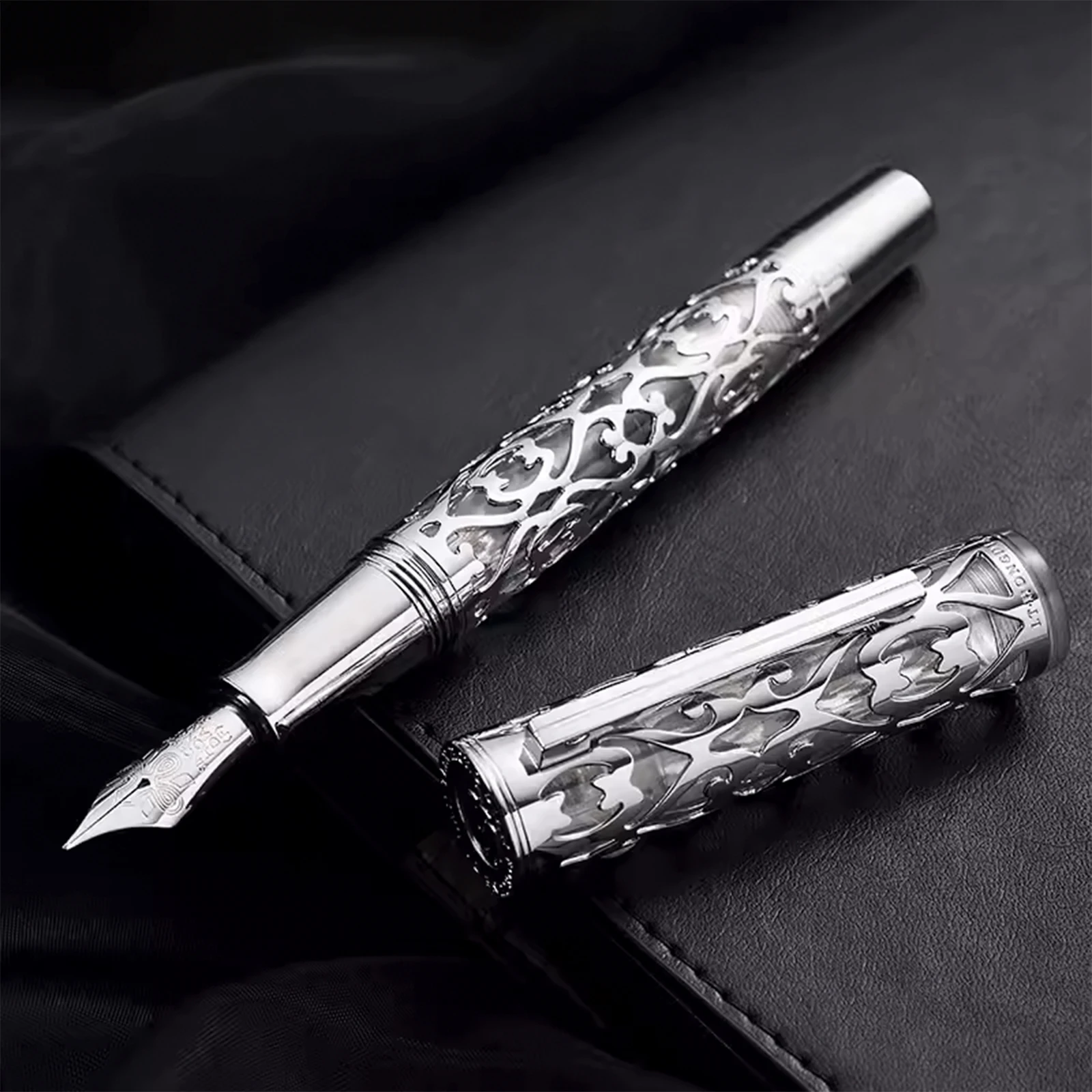 HongDian D1 Fountain Pen with EF/F Soft Iridium Nib Screw Cap Writing Office supplies Stationery high-end Retro hollow out pens