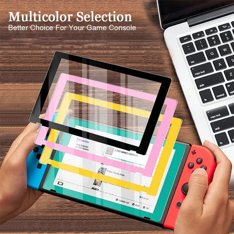 Vetro temperato con bordo curvo a colori per Nintendo Switch Full Cover Screen Protector NS Lite Console di gioco pellicola protettiva temprata