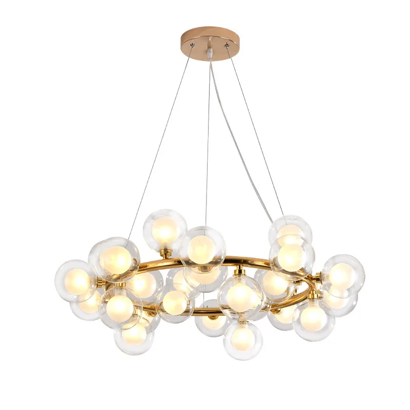 

Chandelier dining room living room creative personality round gold glass bubble magic beans