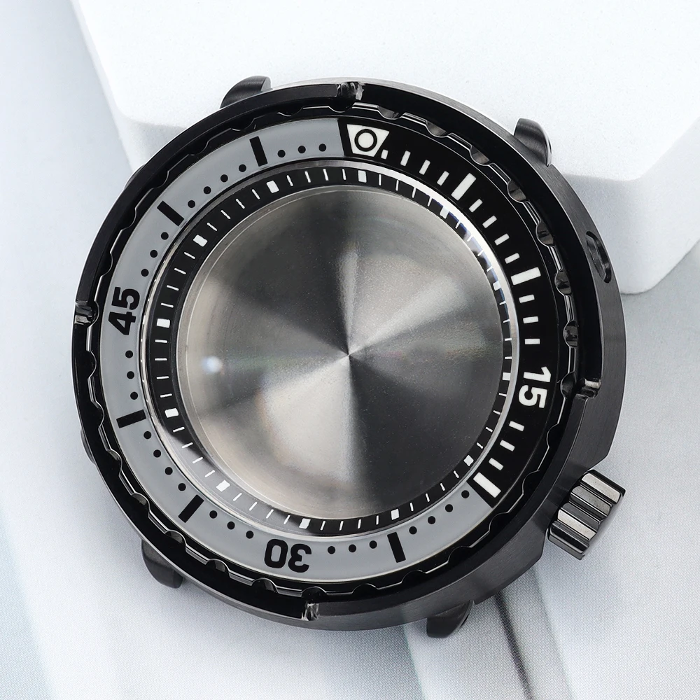 Black 47mm Men's Watch Case Luminous bezel Sapphire Glass Waterproof For NH35 NH36 NH38 NH34 4R36 Movement Stainless Steel Parts