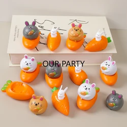 10Pcs Cartoon Carrot Rabbit Pull Back Car Toys for Kids Birthday Party Favors Baby Shower Gift Kindergarten Easter Theme Rewards