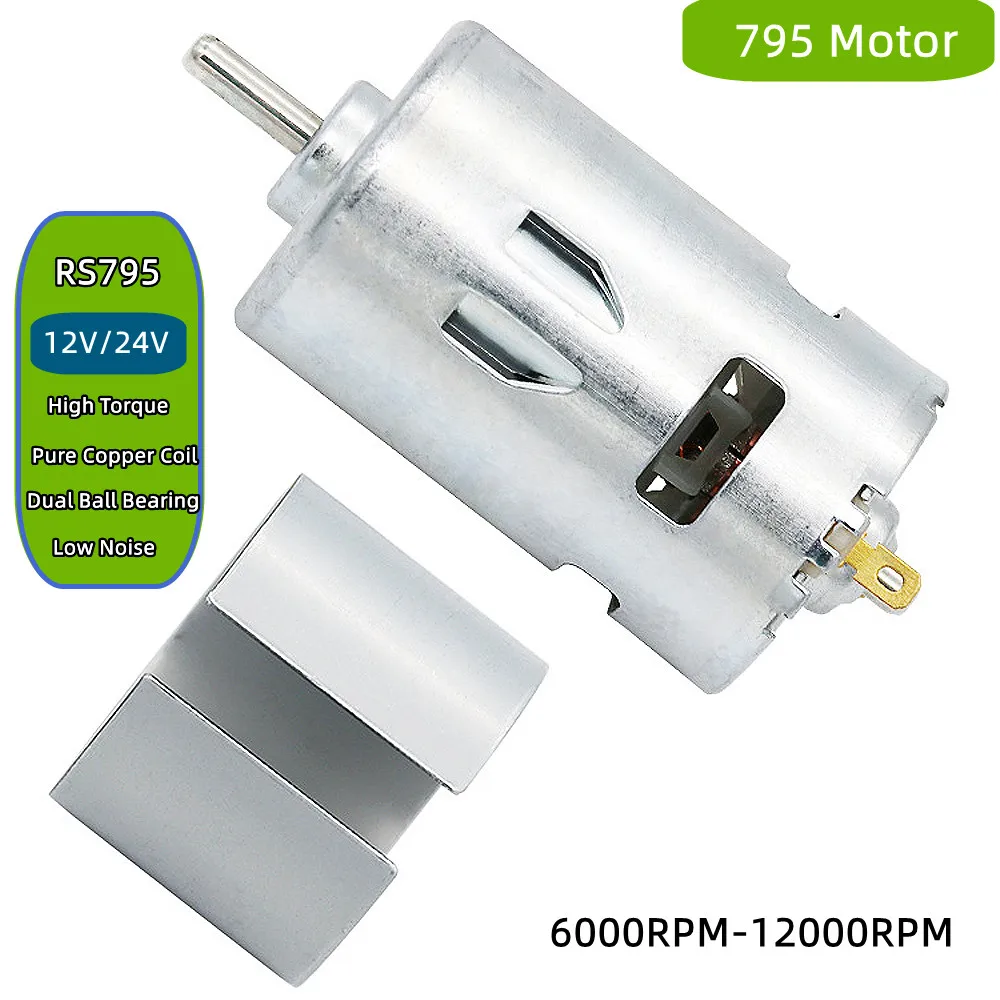 795 DC Motor 12V-24V 6000-12000RPM High-speed Large Torque Micro Motor RS795 Motors for DIY Toys / Power Tools