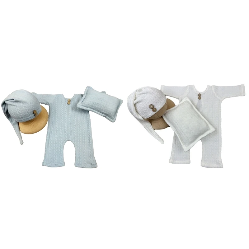 

Attire & Comfortable Newborns Romper Pillow Hat set Baby Photo Props