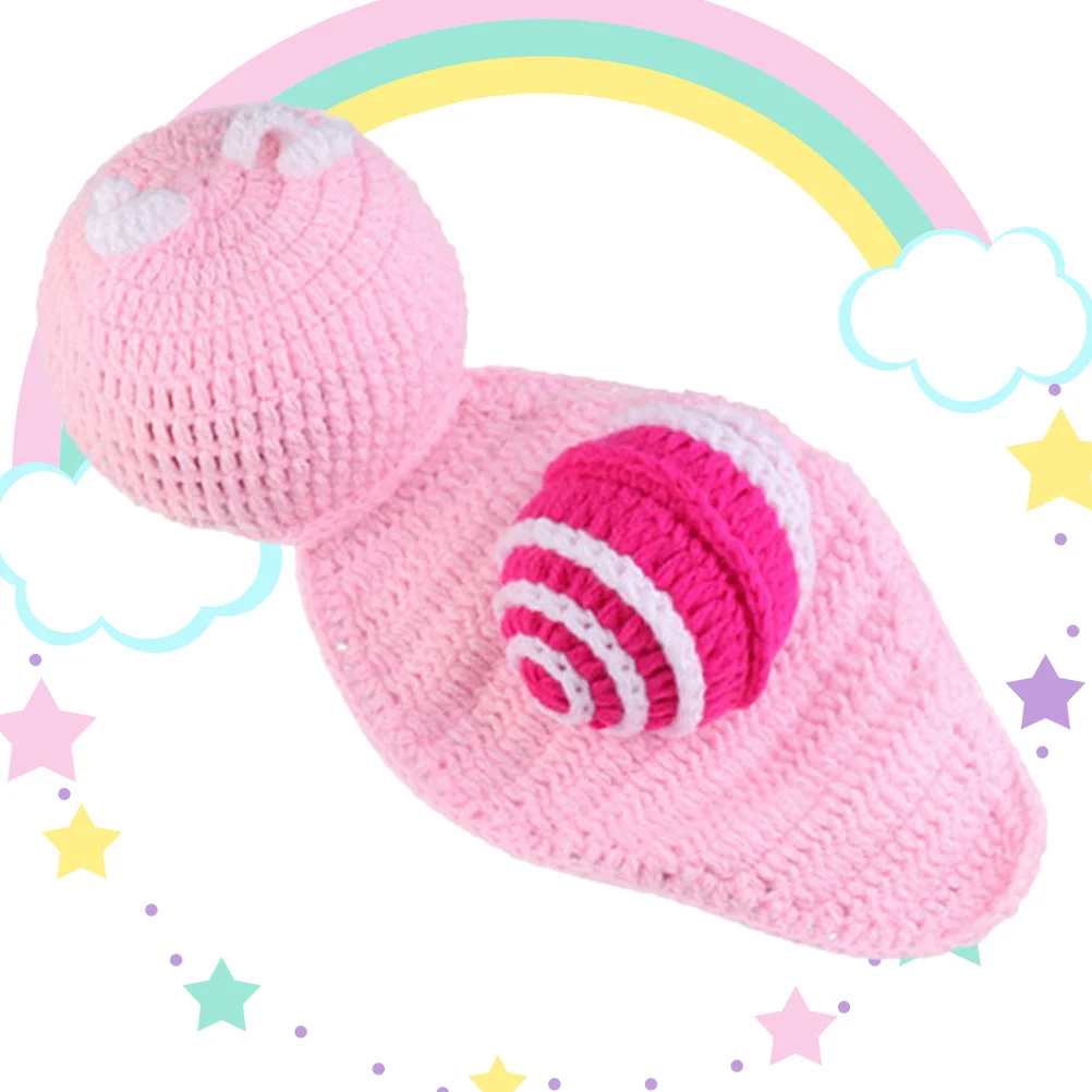 الأطفال الصوف الحلزون نمط الحياكة مجموعة مائة يوم الطفل صور الدعامة الوردي الكروشيه عقال قبعة الوليد للجنسين التصوير الفوتوغرافي