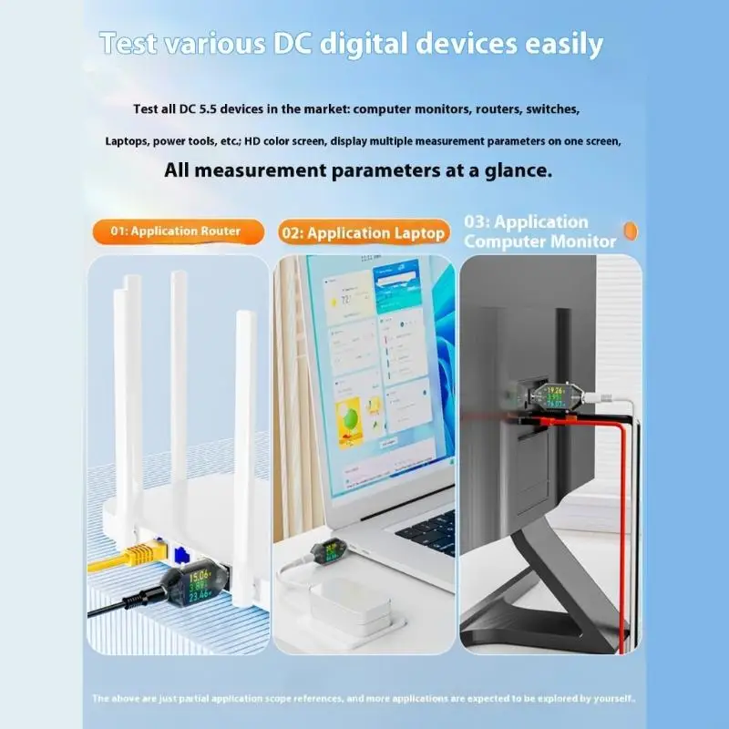 มัลติฟังก์ชั่น 4.5-50V 12A เครื่องทดสอบแรงดันไฟฟ้าแบบดิจิตอล 5.5x2.5 มม. เครื่องมือ