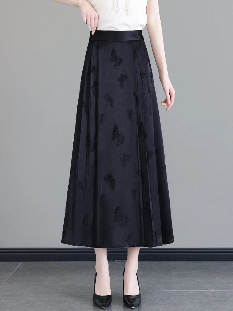 

Новая женская длинная плиссированная юбка А-силуэта с высокой талией в китайском стиле, весна-лето 2025, в национальном стиле, юбка-фасон «Фэйс»