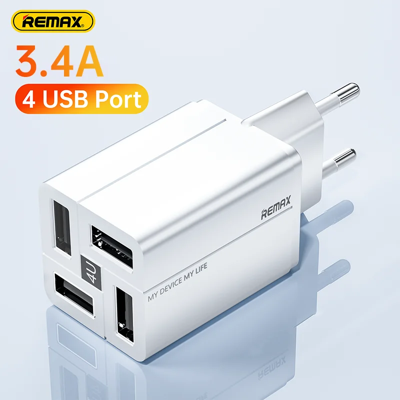 

Remax 3.4A USB Travel Charger Mini Portable Wall Adapter Charger 4Port Phone Charging For iPhone Huawei Xiaomi