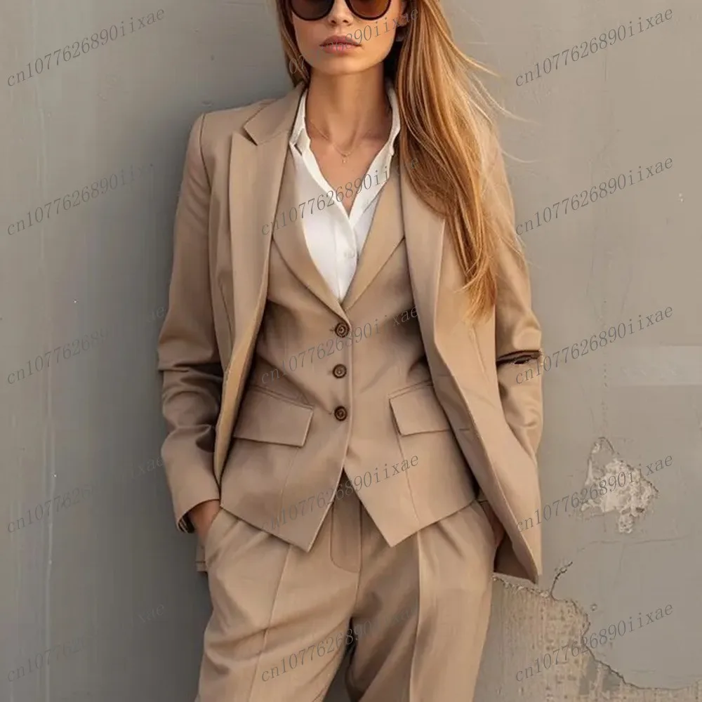 

Champagne Women Suits Lady Business Office Tuxedos Mother Wedding Party Formal Occasions Ladies 3 Piece Set Jacket Vest Pants