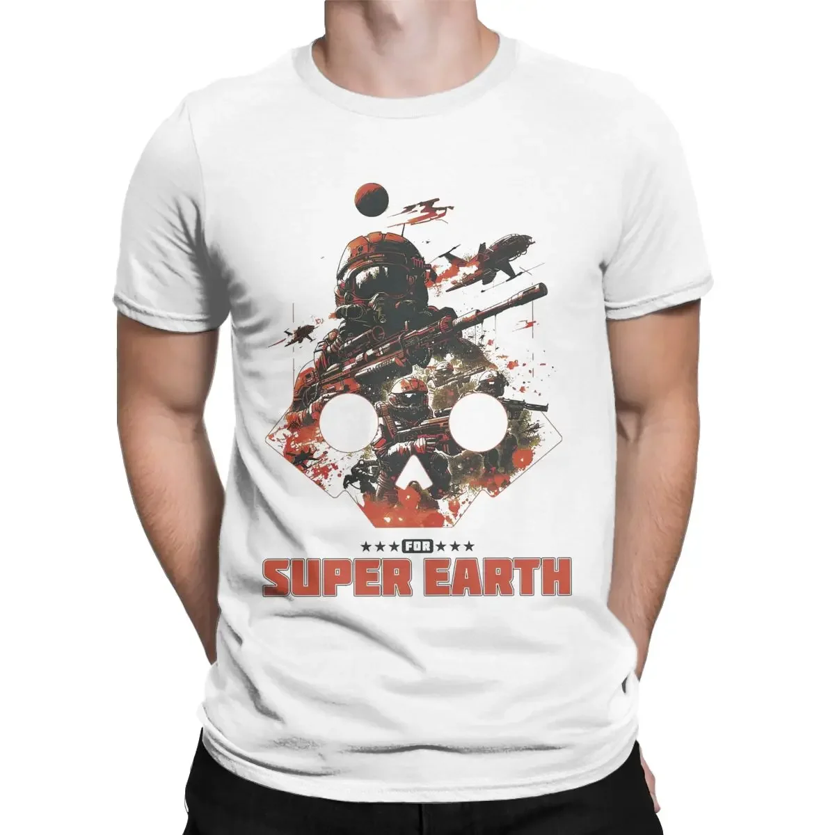 Super Earth HellDivers II T-Shirts Men Malevelon Veteran Video Game Vintage 100% Cotton Tee Crewneck Short Sleeve T Shirts merch