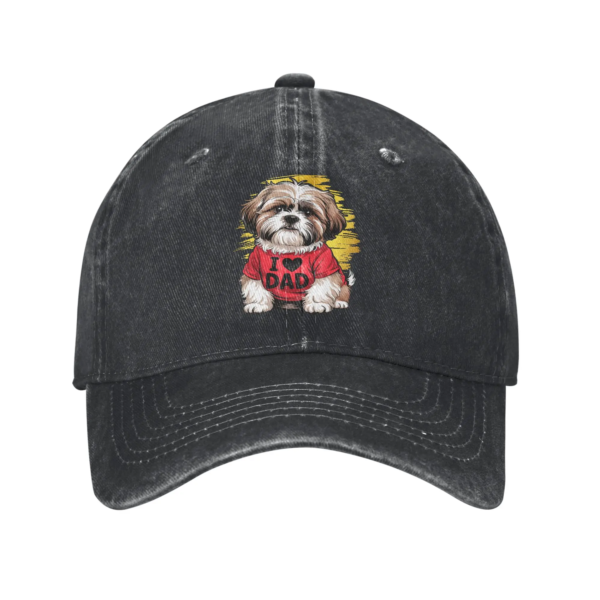 I Love Dad Funny Yorkshire Terrier Unisex Baseball Cap Father's Day  Distressed Washed Hats Cap Outdoor Running Golf Headwear